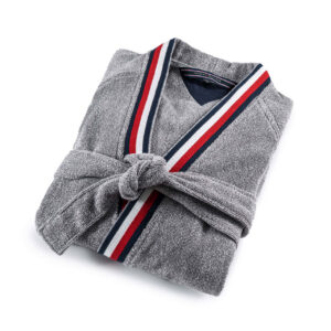 Μπουρνούζι με γιακά γκρι Tommy Hilfiger 100% Cotton 360GSM (Large)