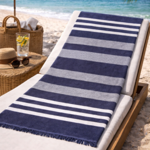 Πετσέτα θαλάσσης Βreton μπλε σκούρο 90x170cm 100% Οrganic Cotton 360GSΜ Tommy Hilfiger