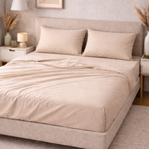 Σεντόνι με λάστιχο διπλό 160x200+30cm 100% Cotton 144ΤC Lindeluxe - Μπεζ