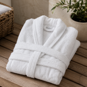 Μπουρνούζι Hotel με γιακά λευκό one size 100% Cotton
