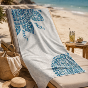 Πετσέτα θαλάσσης Ethnic 85x160cm 100% Cotton - Γκρι - μπεζ