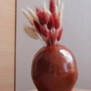 Χειροποίητο κεραμικό βάζο με organic καφέ πηλό 14x13cm