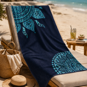Πετσέτα θαλάσσης Ethnic 85x160cm 100% Cotton - Μπλε navy