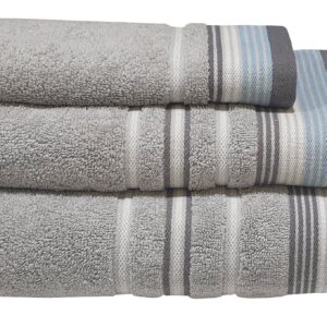 Πετσέτα σώματος Satin Stripe 70x140cm 100% cotton - Γκρι - μπεζ