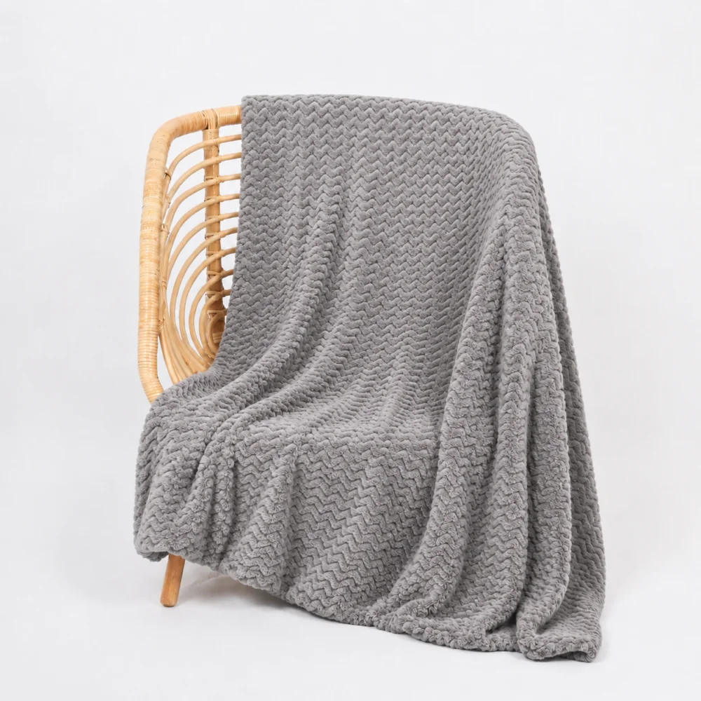 Κουβέρτα Fleece Zig Zag μονή 160x220cm Γκρι ανοιχτό - Image 2