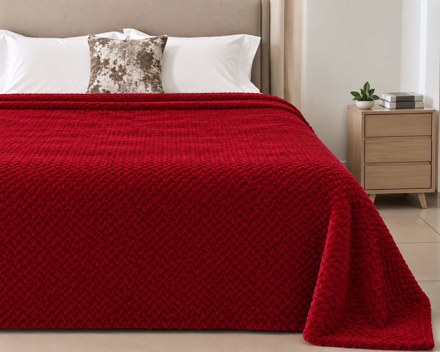 Κουβέρτα Fleece Zig Zag μονή 160x220cm Κόκκινη - Image 1