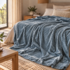 Κουβέρτα Fleece Zig Zag διπλή 220x240cm Γαλάζια - Thumbnail Image 1
