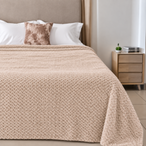 Κουβέρτα Fleece Zig Zag μονή 160x220cm Μπεζ