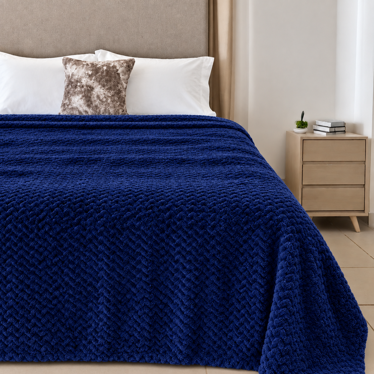 Κουβέρτα Fleece Zig Zag διπλή 220x240cm Μπλε - Image 1