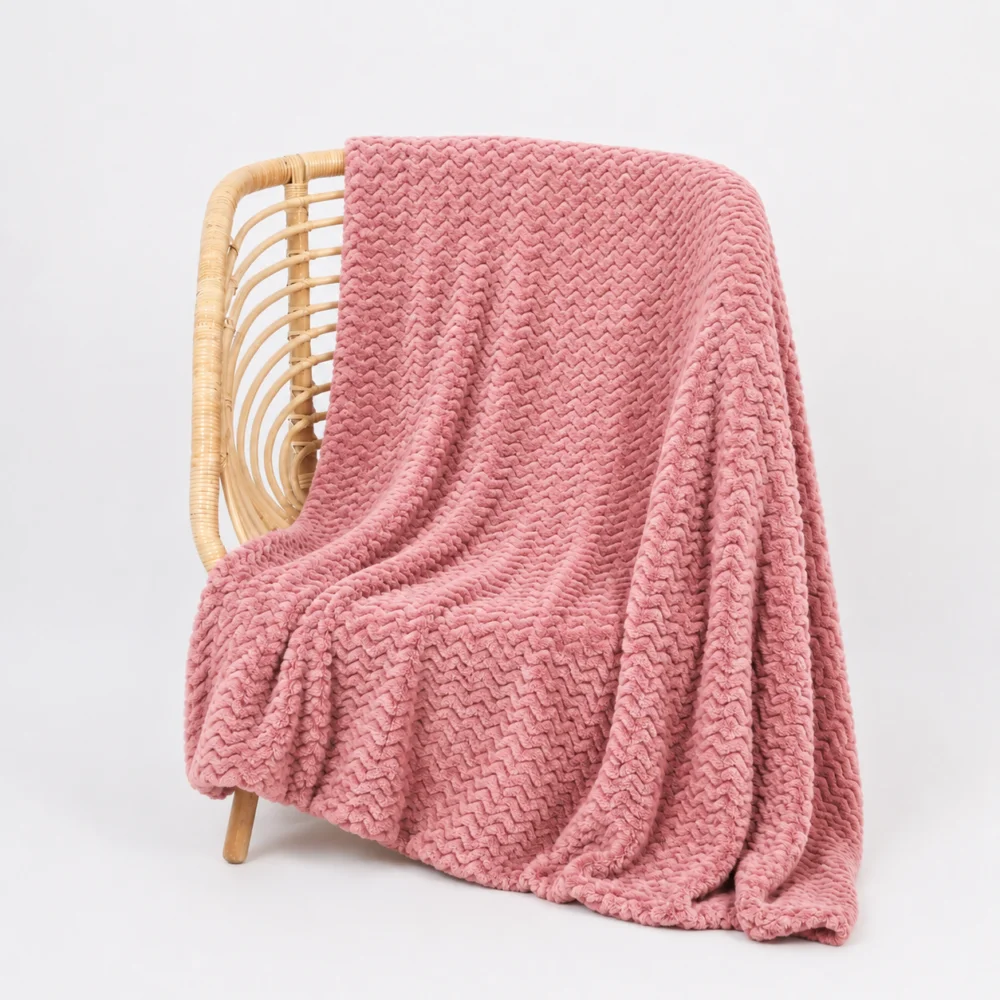 Κουβέρτα Fleece Zig Zag μονή 160x220cm Ροζ - Image 2