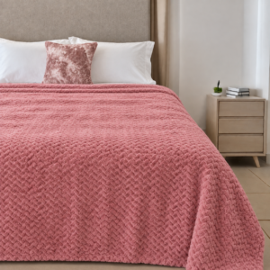Κουβέρτα Fleece Zig Zag μονή 160x220cm Ροζ