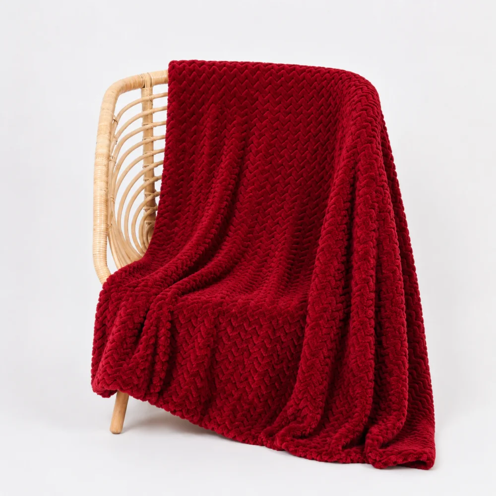 Κουβέρτα Fleece Zig Zag διπλή 220x240cm Κόκκινη - Image 1