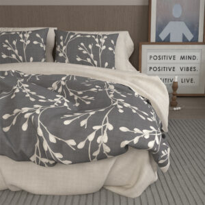 Πάπλωμα Branch μονό 160x230cm 70% Cotton - 30% Polyester - Γκρι σκούρο